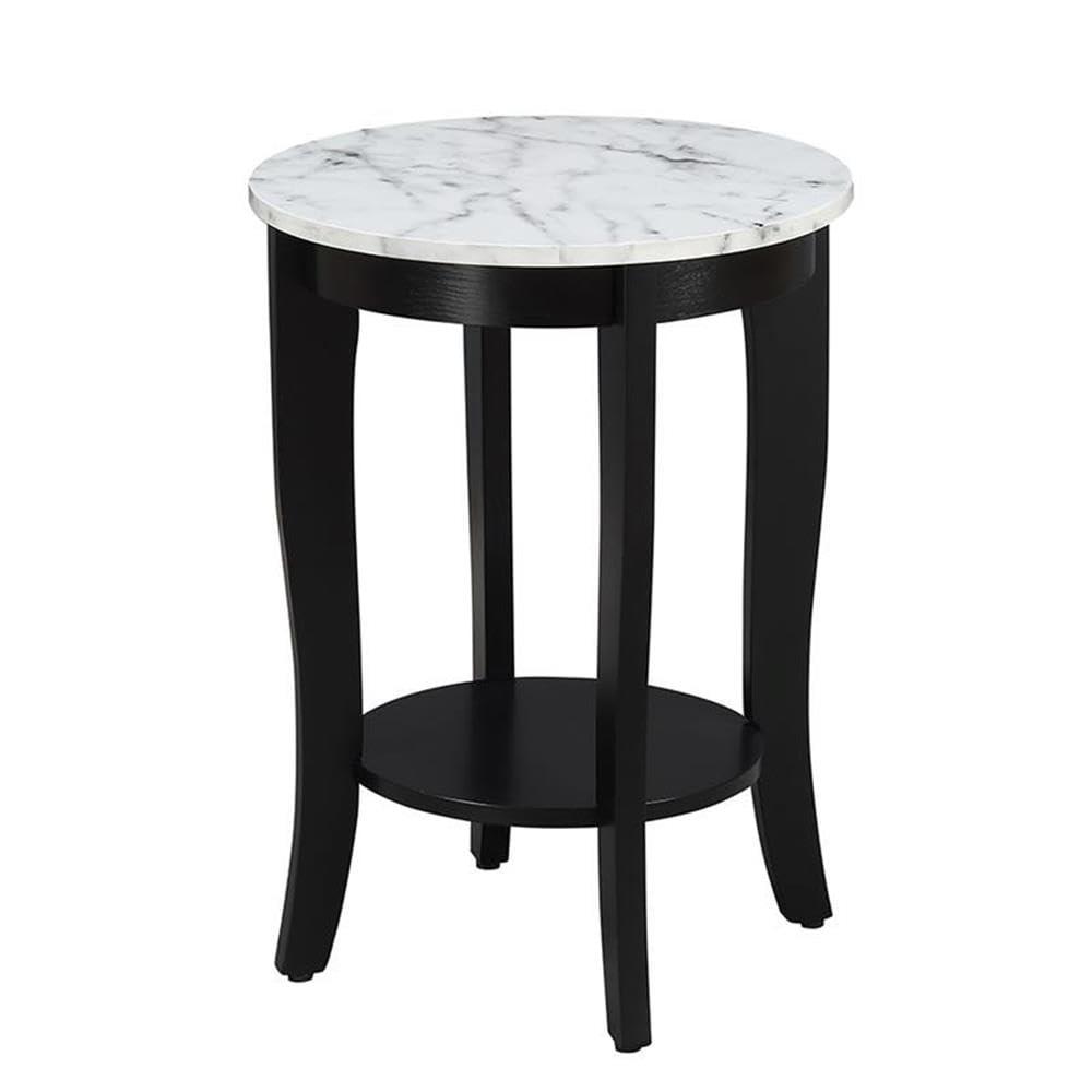 Convenience Concepts American Heritage Round End Table in Black Wood Finish