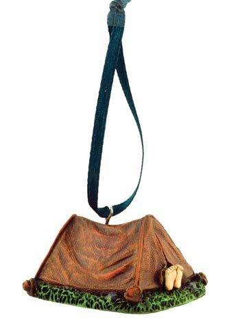 Rustic Polystone Camping Tent Ornament with Hanging Strap