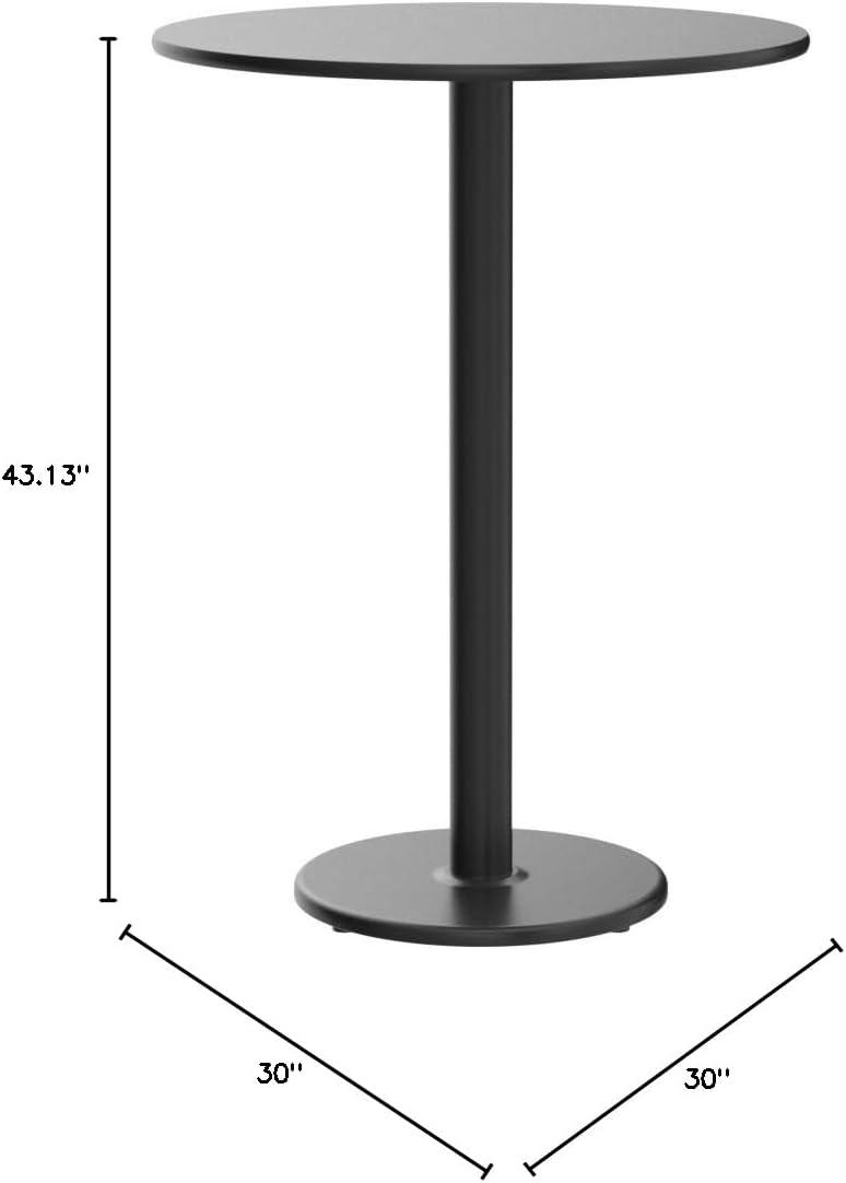 Flash Furniture Stiles 30'' Round Black Laminate Table Top with 18'' Round Bar Height Table Base