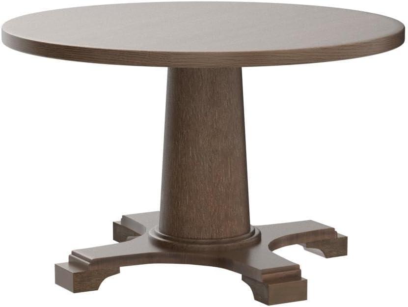 Acme Yotam Round Wooden Single Pedestal Dining Table in Salvaged Oak