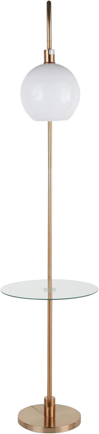 LumiSource March Contemporary Floor Lamp: Marble Base, Linen Drum Shade, UL Listed, 60W