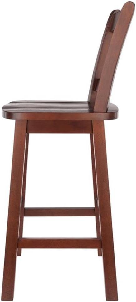 Fina Swivel Seat Counter Height Barstool Walnut - Winsome: Transitional Style, Wood Frame, Fixed 24.57" Seat Height