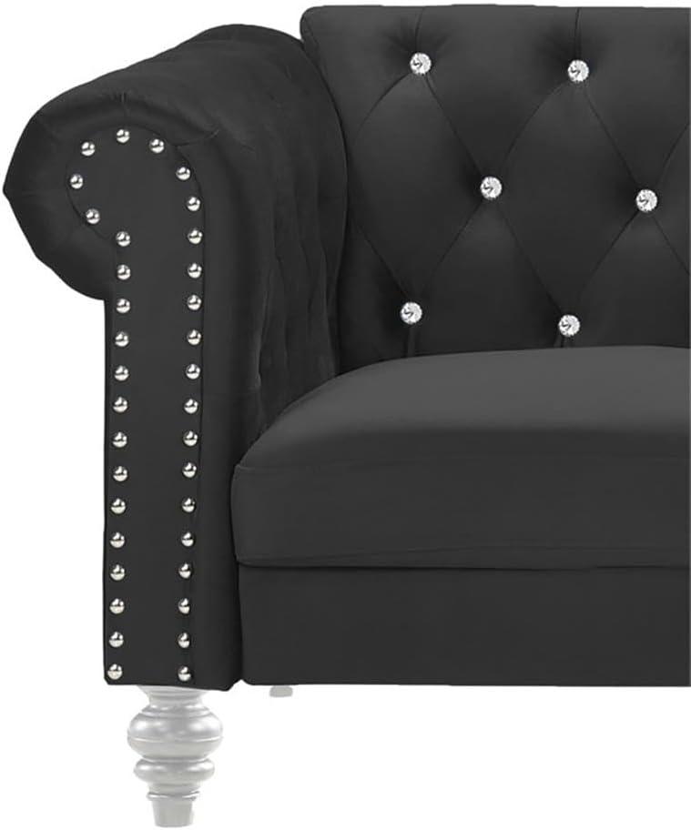 New Classic Furniture Emma Crystal Velvet Fabric Chair in Black