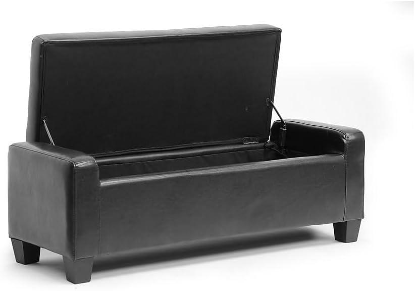 Manchester Black Tufted Leather Storage Ottoman