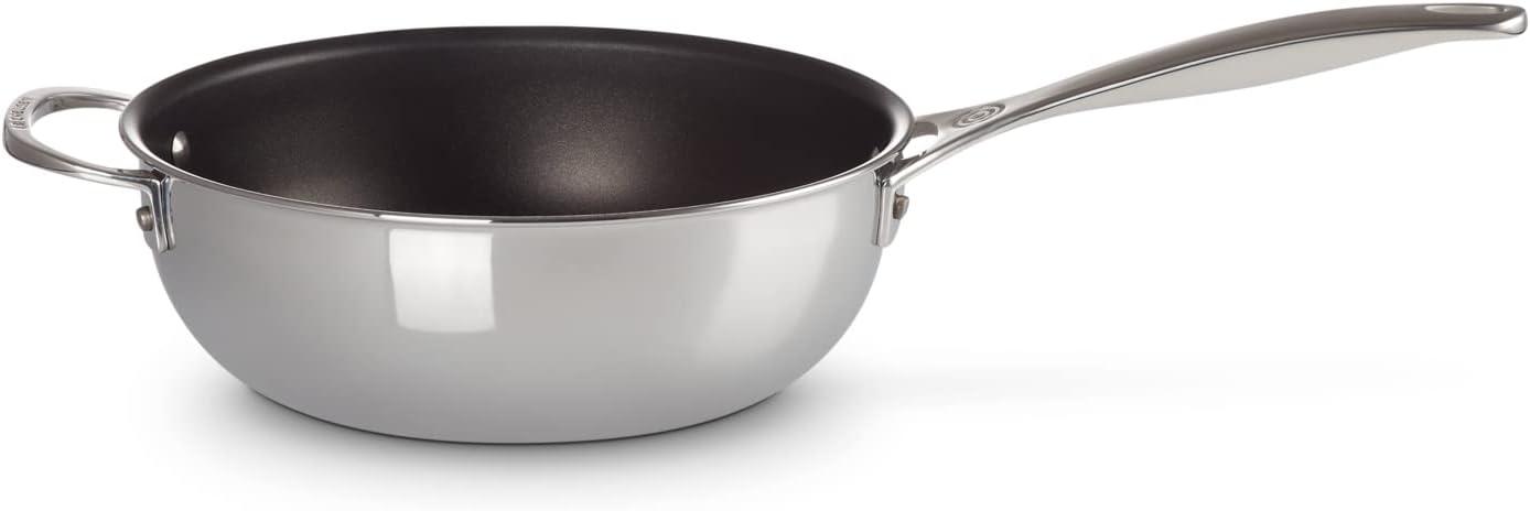 3.5 Quart Silver Stainless Steel Nonstick Saucier Pan