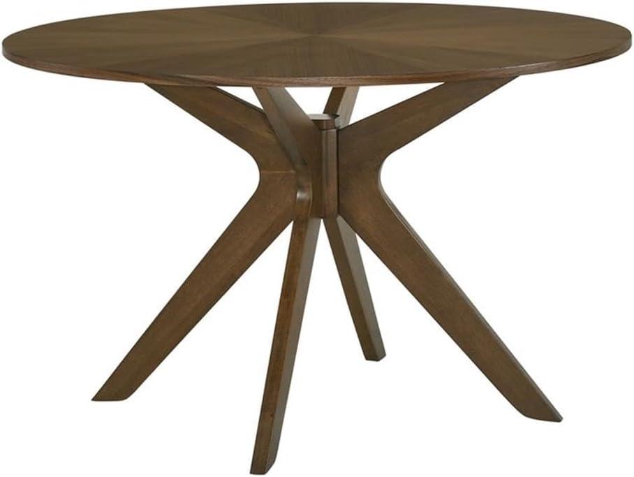 Walnut Round Mid-Century Modern Dining Table with Tapered Legs