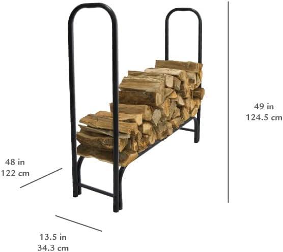 Heavy Duty Black Steel 4-Foot Firewood Log Rack