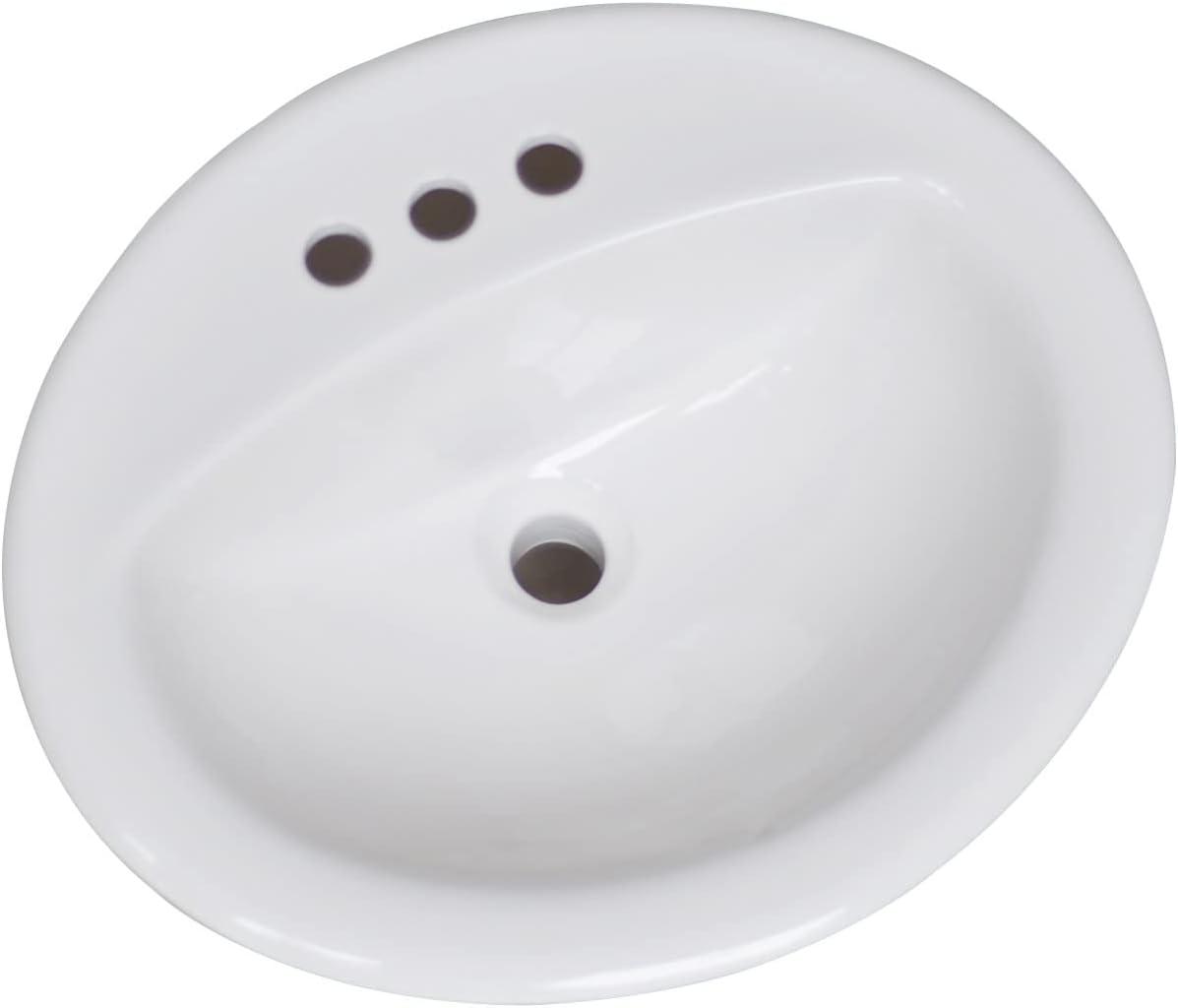 White Vitreous China Oval Drop-In Bathroom Sink