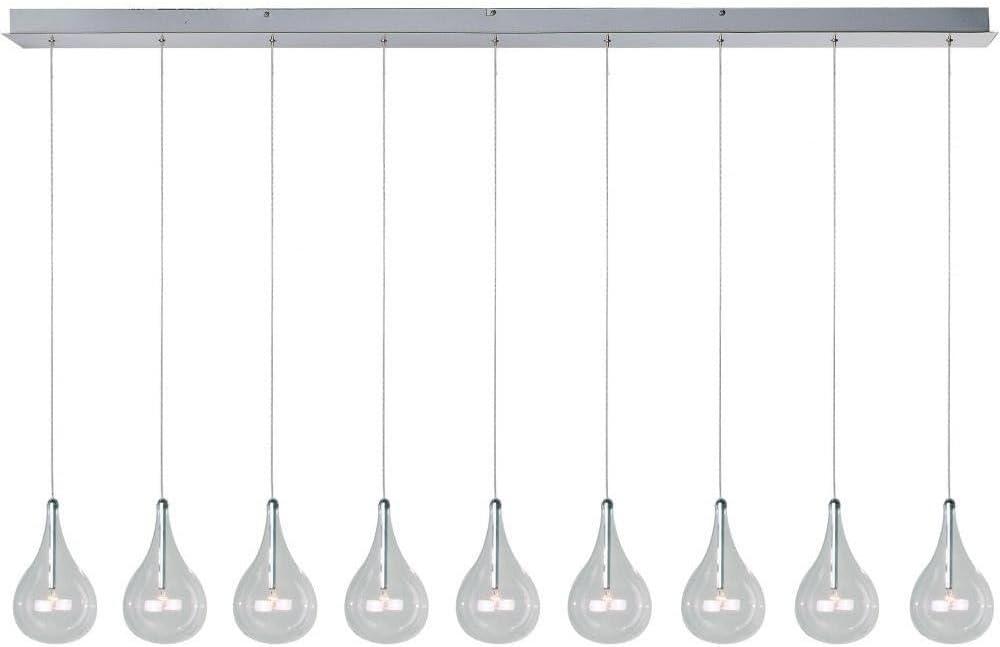 Larmes 56" Polished Chrome 9-Light Glass Teardrop Pendant