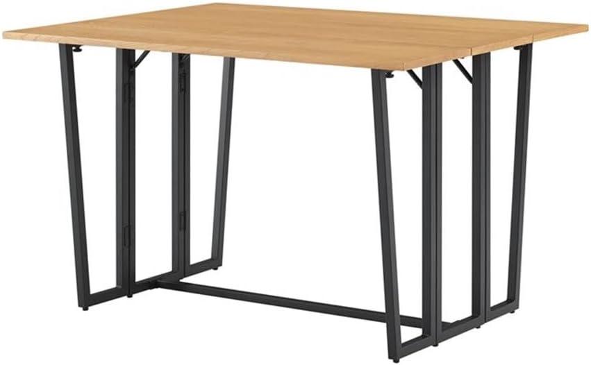 Pemberly Row 47" Modern Drop-Leaf Wood Dining Table - Light Ash / Black