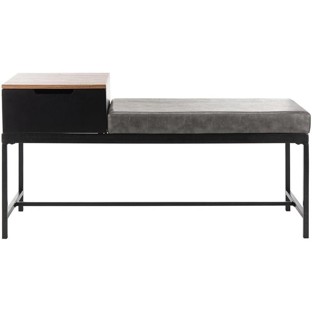 Maruka Bench with Storage - Brown/Grey - Safavieh