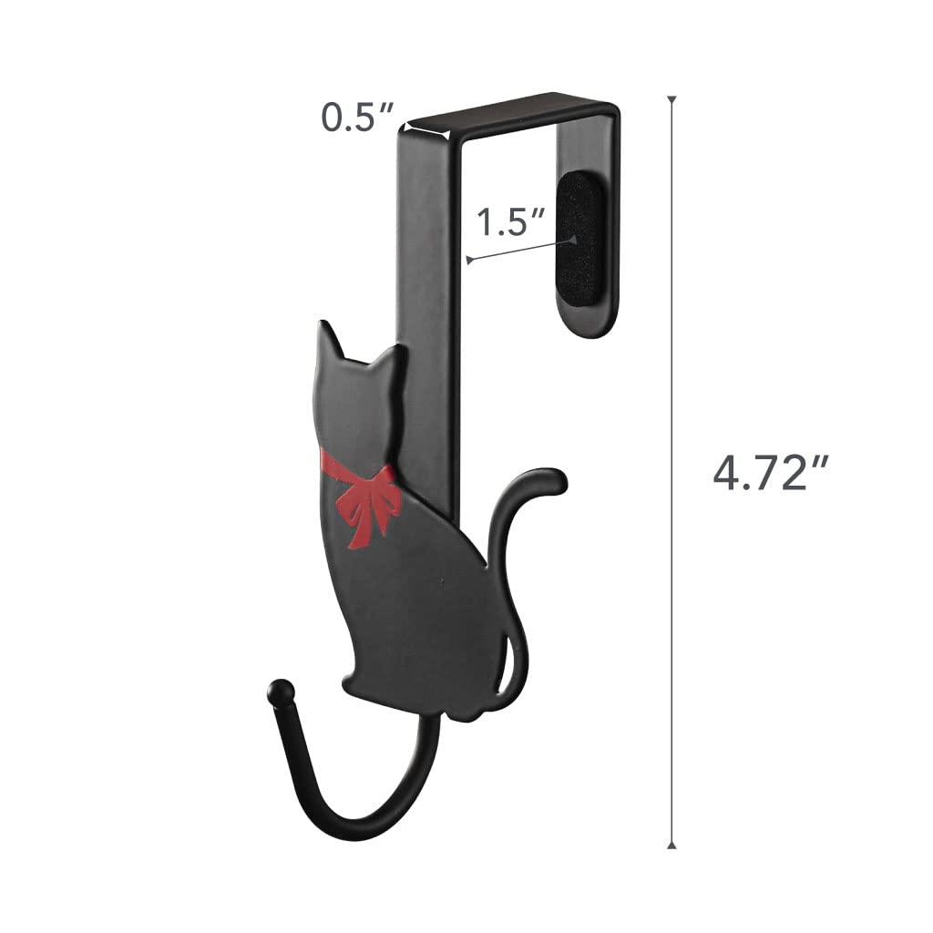 Black Cat-Shaped Metal Over-the-Door Hook Set