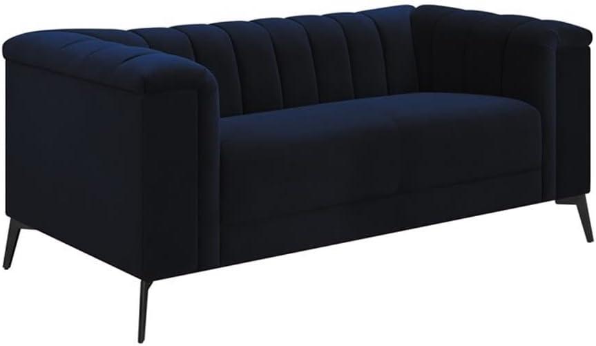 Coaster Company 3 Piece Contemporary Velvet Sofa And Loveseat Set Blue