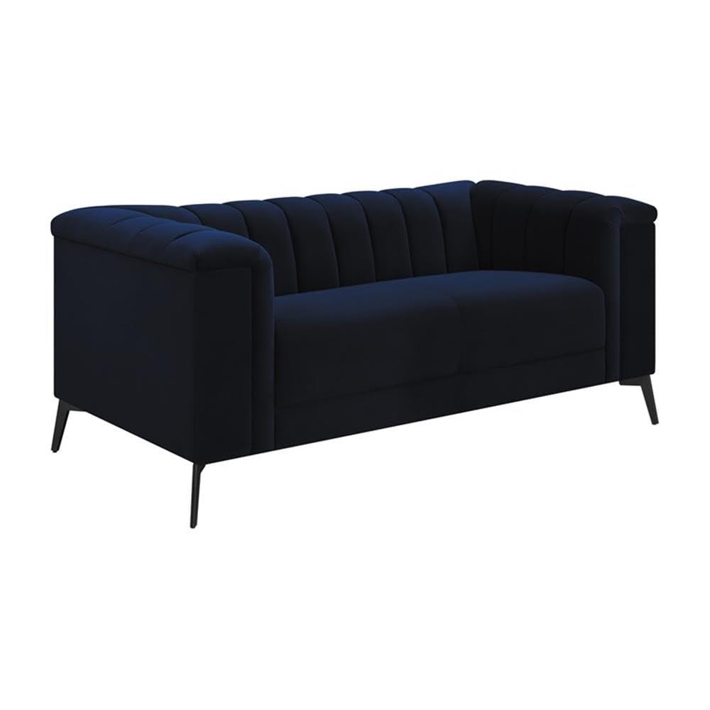 Coaster Company 3 Piece Contemporary Velvet Sofa And Loveseat Set Blue