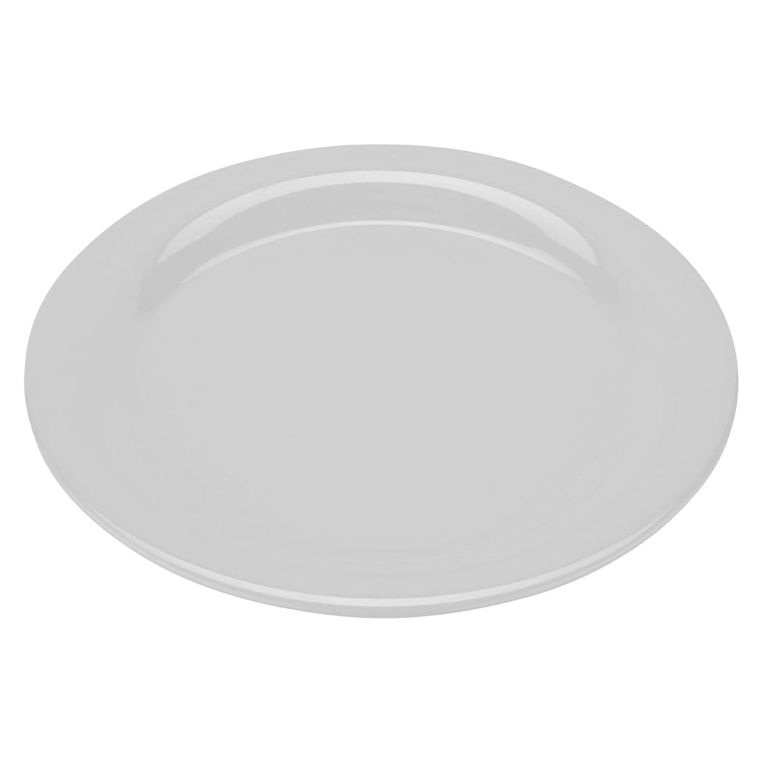 Diamond White 10.5" Round Melamine Narrow Rim Plate Set