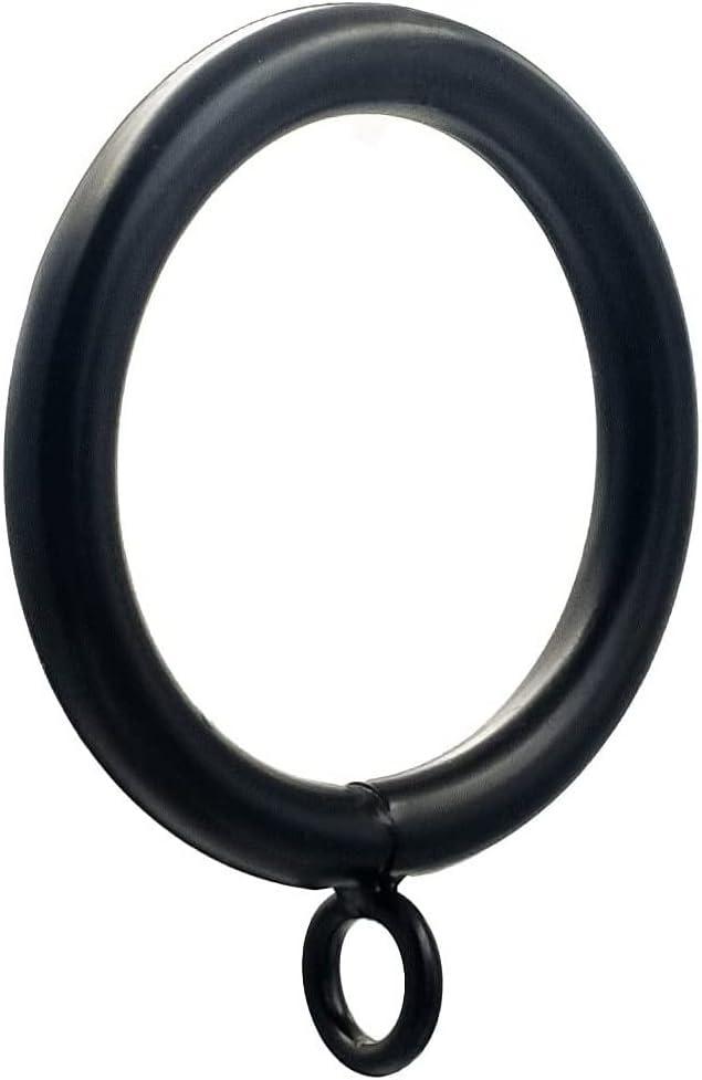 Black Metal Curtain Rings with Eyelets, 1.5 Inch, Set of 14