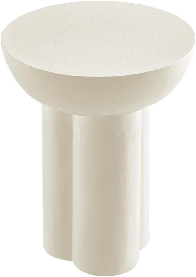 Caspian Round Concrete Side Table in White