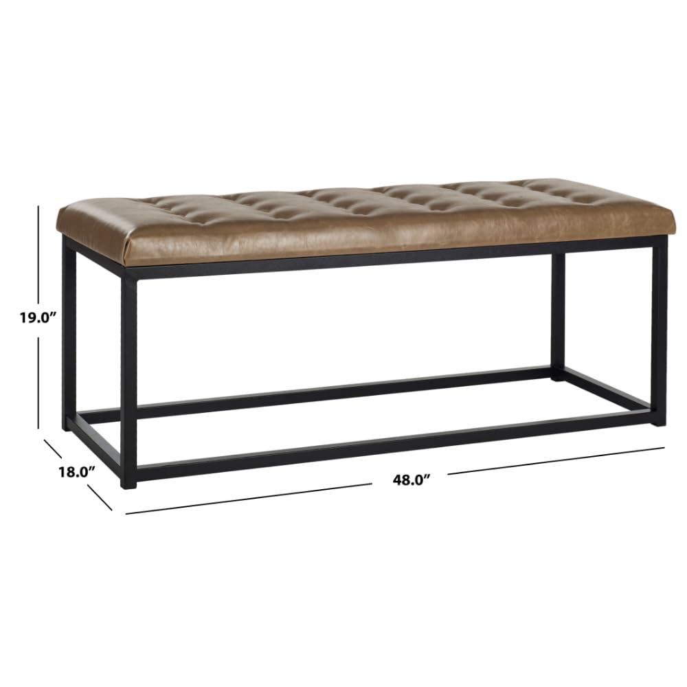 Reynolds Bench - FOX6225 - Tan/Black - Safavieh Couture