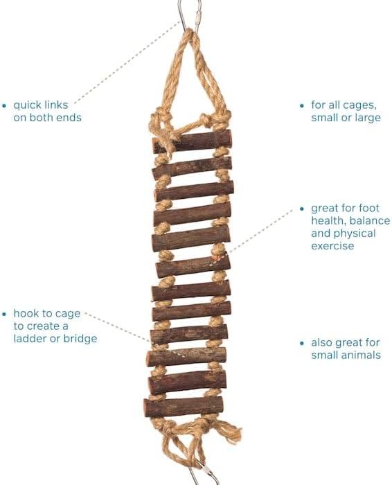 Prevue Pet Products Handmade Natural Wood Rope Ladder Bird Toy