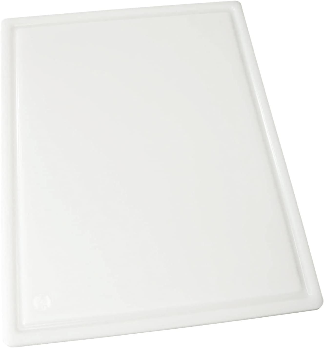 White Rectangular Grooved Plastic Cutting Board, 12 x 18 inches