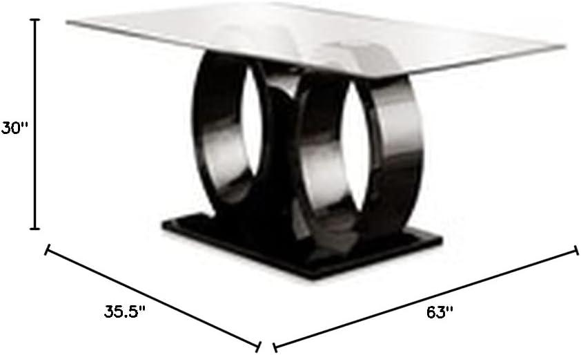 Bowery Hill Wood Contemporary Tempered Glass Top Dining Table in Black