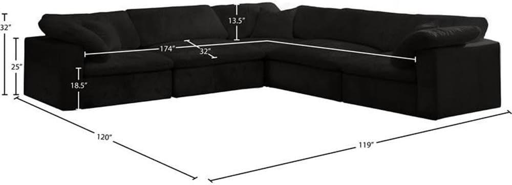 Meridian Furniture Cozy Black Velvet Modular Sectional