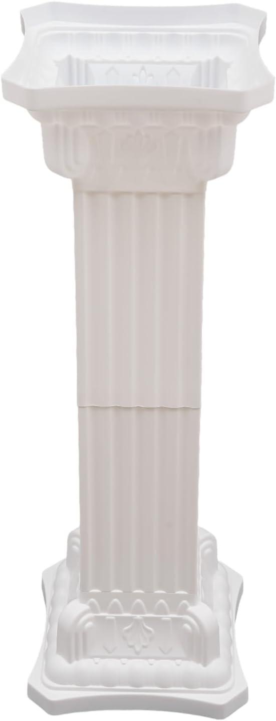 Roman Columns Plastic Wedding Stand Pillar Greek Statue Plant Stand Elegant Event Party Decorative Pedestal Flower Pot Holder Decor (4Pcs, 11.81x35.43 Inch)