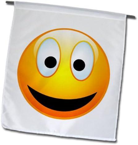 3dRose Smiley Face 2 a yellow and black happy face with a big smile and glowing nose - Garden Flag, 12 by 18-inch