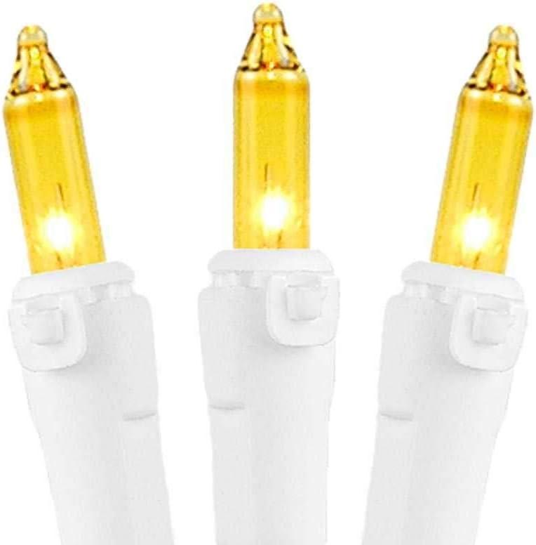 Novelty Lights Yellow 50 Light Incandescent Mini Christmas String Lights White Wire 11 Feet
