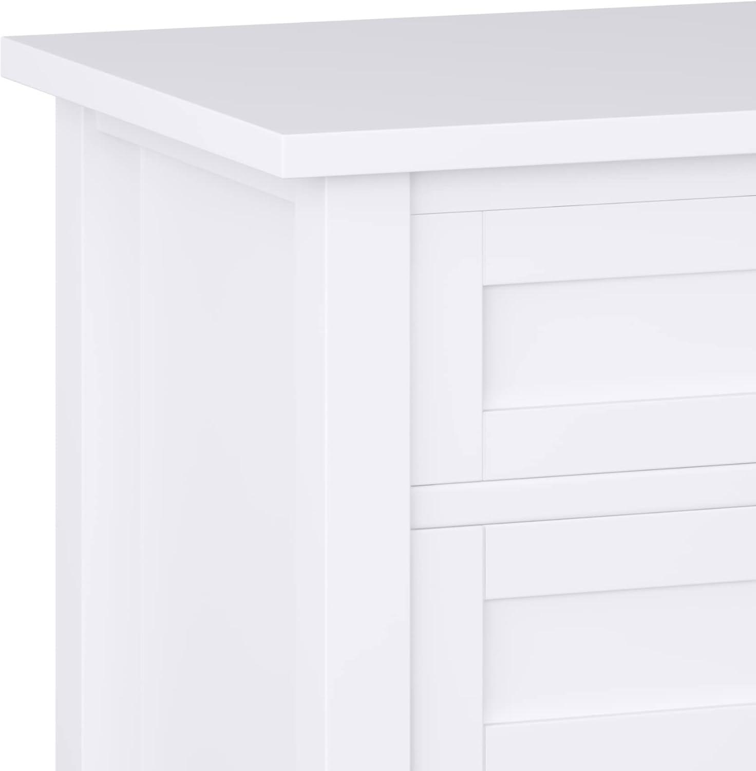 Simpli Home Warm Shaker Wood 24" Transitional Bedside Nightstand Table in White