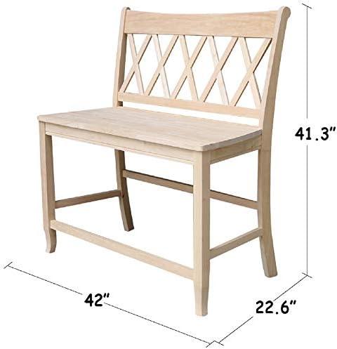 24" Double X Back Bench Seat Height Unfinished - International Concepts