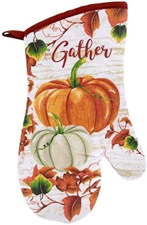 Thanksgiving Harvest Pumpkins Gathering Kitchen Oven Mitt Set