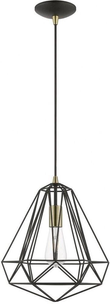 Livex Lighting Knox 1 - Light Pendant in  Textured Black/Polished Chrome