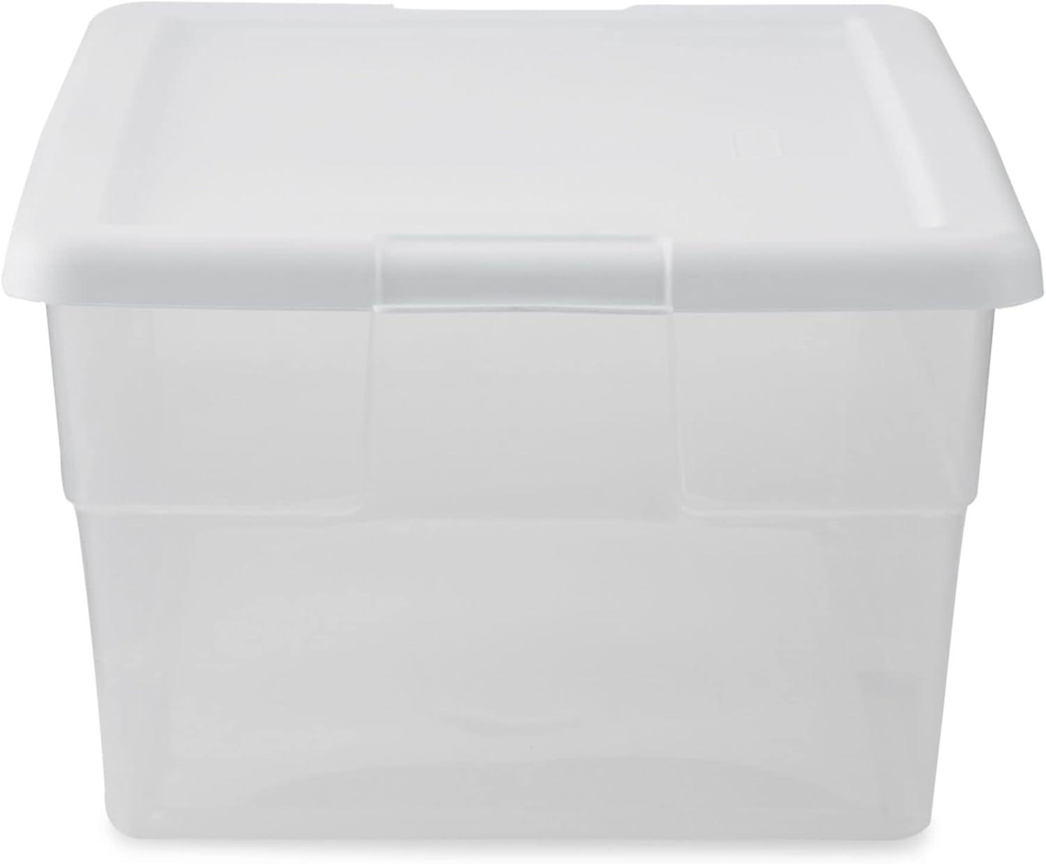 16 Quart Clear Plastic Storage Box with White Lid