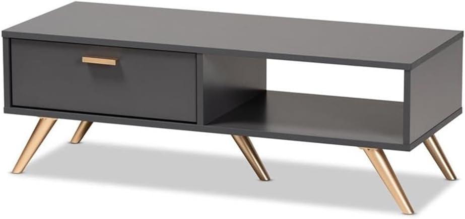 Kelson Wood Coffee Table Dark Gray/Gold - Baxton Studio