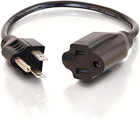 C2G 29932 16 AWG Outlet Saver Power Extension Cord (NEMA 5-15P to NEMA 5-15R) TAA Compliant, Black (8 Feet, 2.43 Meters)