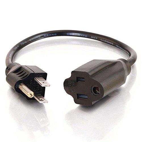 C2G 29932 16 AWG Outlet Saver Power Extension Cord (NEMA 5-15P to NEMA 5-15R) TAA Compliant, Black (8 Feet, 2.43 Meters)