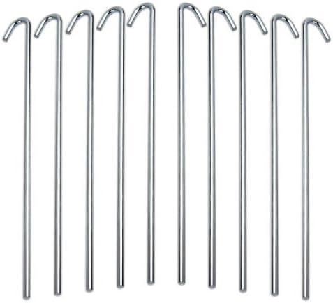 10-Piece Tent Garden Stakes Heavy Duty, Galvanized Steel Pegs Rust-Free (9")