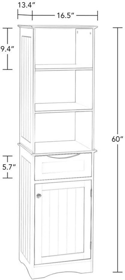 RiverRidge Ashland Tall Bathroom Storage Linen Cabinet and Organizer with Drawer and Shelves
