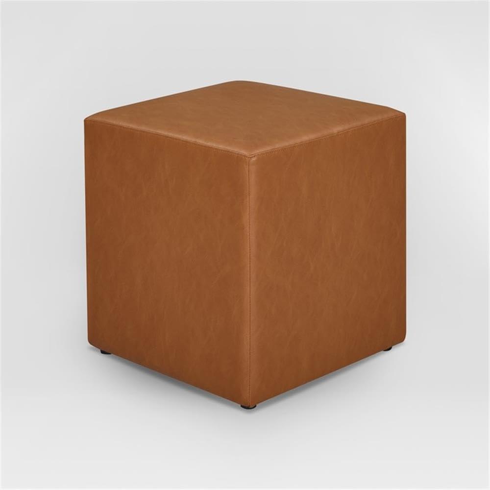 Daphne Ottoman Carmel - Lifestyle Solutions: Faux Leather Footstool, Transitional Bench, No Assembly Required