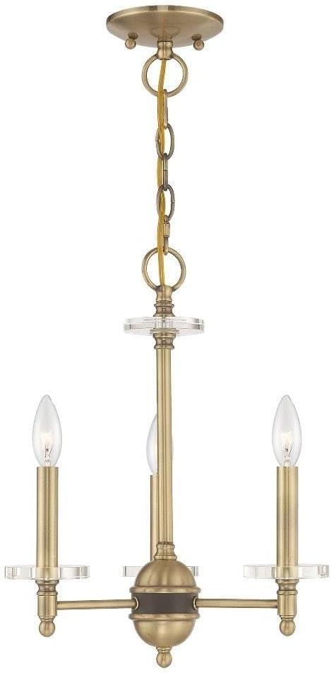 Bancroft Antique Brass Mini Chandelier with Clear Crystal Accents