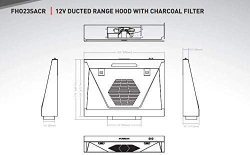 Lippert Components Black Standard Lippert 695571 Range Hood 12V Ductless