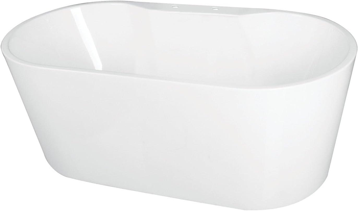 Kingston Brass Aqua Eden 55-Inch Acrylic Oval Double Ended Freestanding Tub with Drain