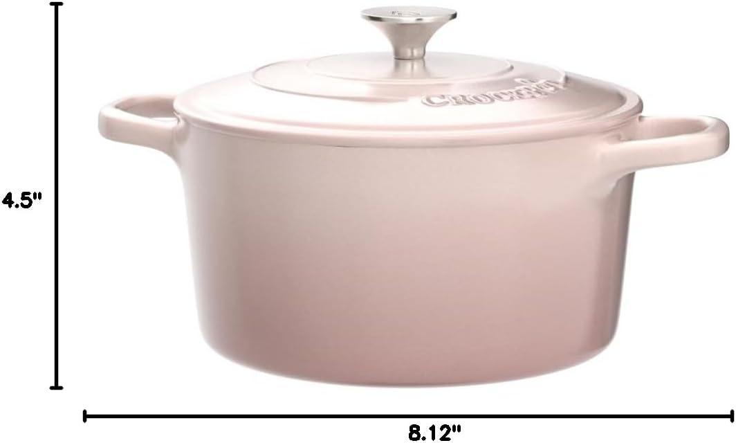 Crock-Pot Artisan 2 Piece 3 Quarts Enamled Cast Iron Dutch Oven in Blush Pink