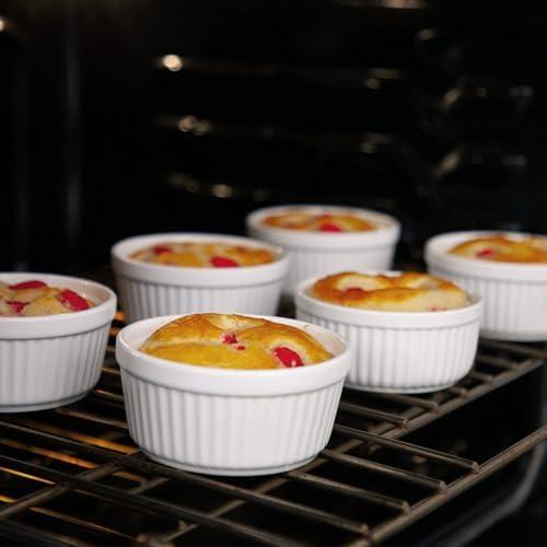 Juvale 6 Pack White Ceramic Ramekins, Souffle Dish, Ramiken Set Kitchen and Baking Supplies (8 oz)