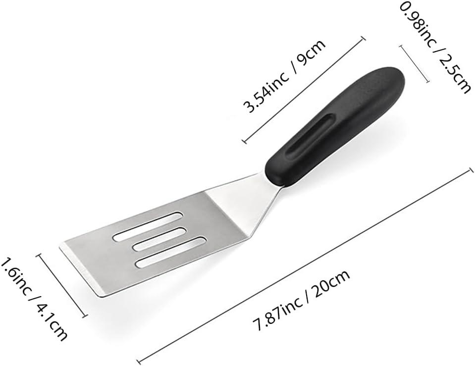 2 Pieces Small Spatula Set, Stainless Steel Mini Serving Spatula for Kitchen Use, Flipping or Cooking for Brownie, Cookie, Lasagna, Pancakes & Cake(Black+Silver)