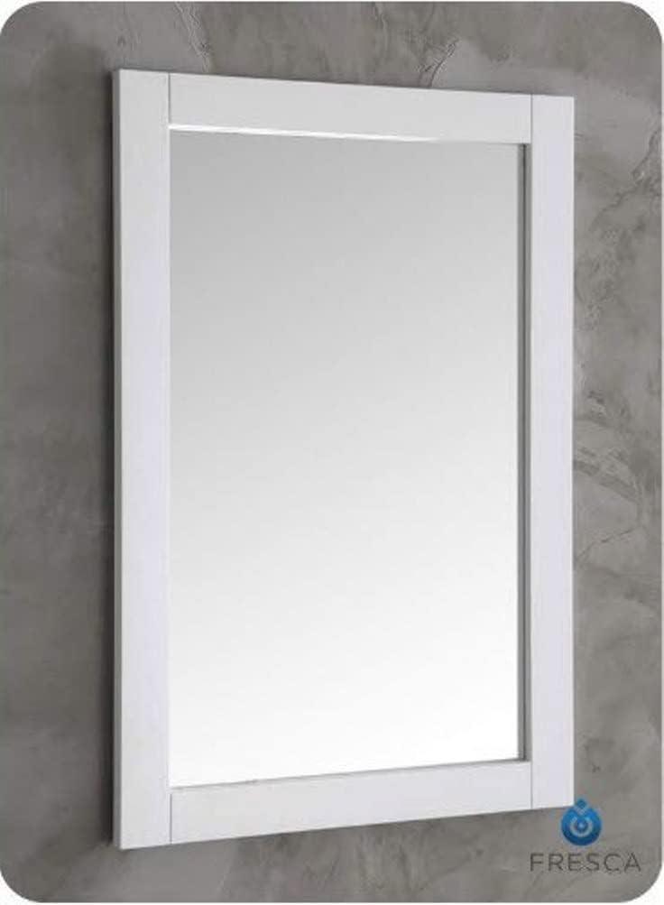 Elegant White Wood Framed 20" x 30" Rectangular Vanity Mirror