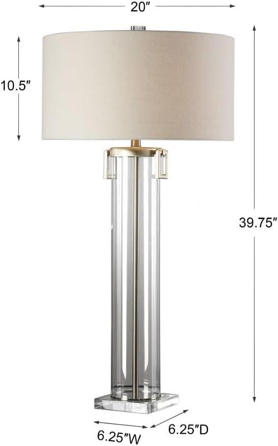 Bowery Hill Modern Table Lamp in Brushed Nickel and Off White