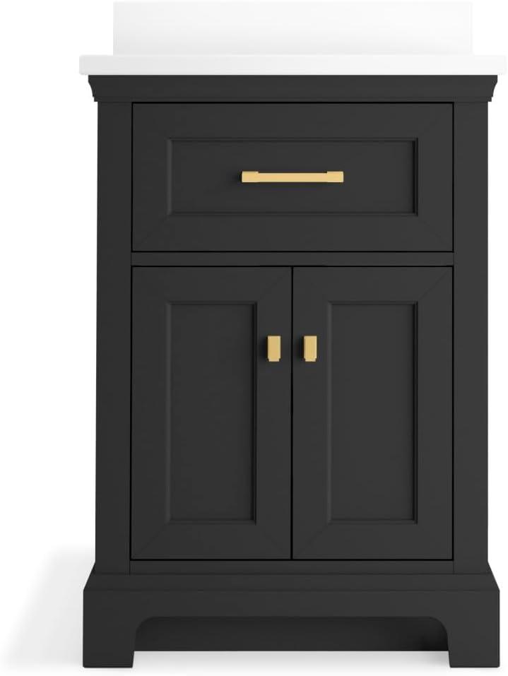 KOHLER K-29259-BD1-DWG Charlemont 24" Bathroom Vanity Cabinet with Sink and Quartz Top, Dark Warm Grey