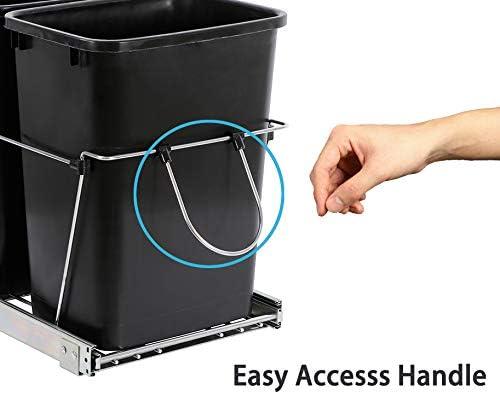 Black Double Pull-Out Trash Can with Steel Frame